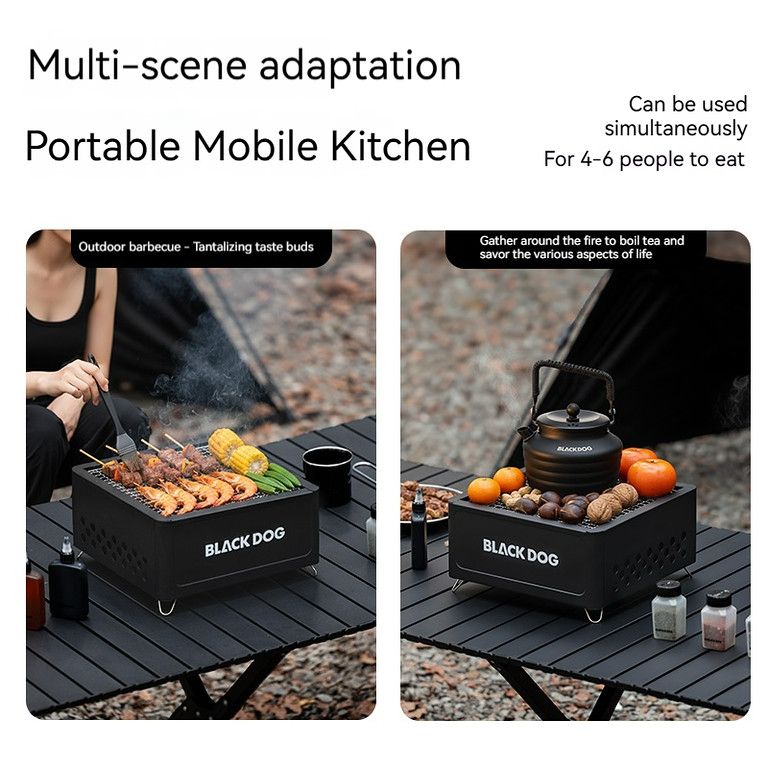 BLACK DOG アウトドア テーブルトップ BBQグリル 家庭用 ポータブル バーベキューグリル キャンプファイヤー ティーケトル ファイアピット 旅行 キャンプ バックヤード ピクニック アウトドア調理ツール 8,449円