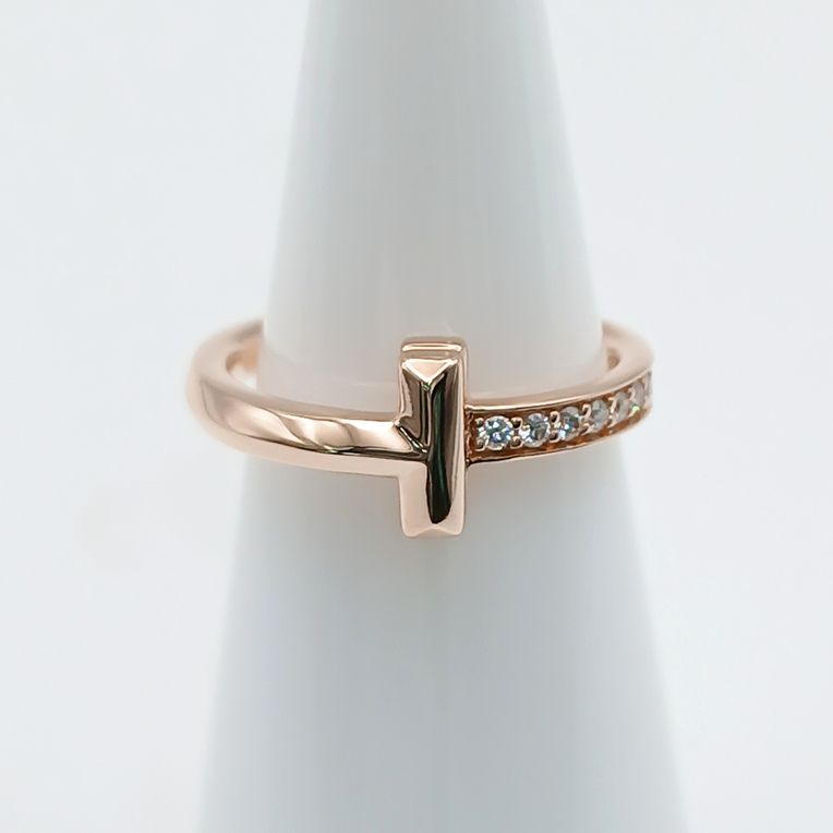 TIFFANY&Co. ティファニー Tワン リング ダイヤモンド 750PG リング・指輪 67795342 レディース 約7.5号 K18ピンクゴールド ピンクゴールド 中古