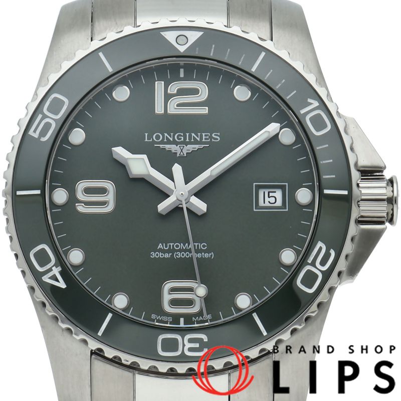 ロンジン ハイドロ コンクエスト オートマチック 41mm グリーン L3.781.4/L3.781.4.06.6 箱 保証書 1 96,250円
