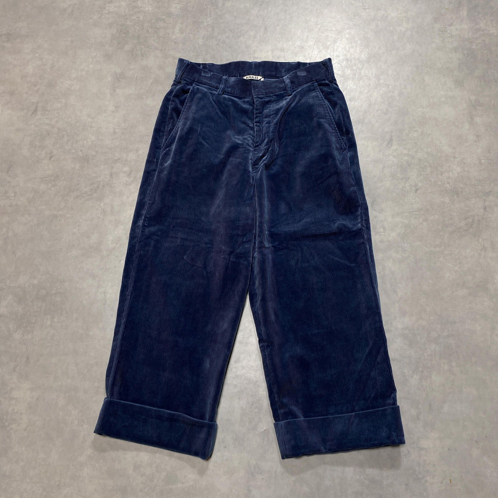 GQ6382◇AURALEE：WASHED CORDUROY WIDE SLACKS◇M◇ブラック系 A7AP02FN オーラリー コーデュロイパンツ スラックス 太畝 10,074円