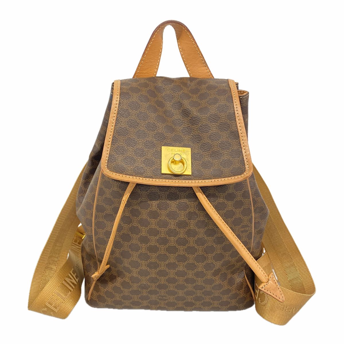 [6ge6273-k] Celine Backpack · Daypack Macadam PVC Brown Gold Hardware [Used] Ladies