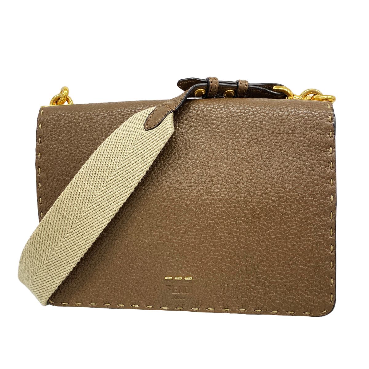 【6hb0281】フェンディ ショルダーバッグ セレリア レザー ブラウン ゴールド金具【中古】レディース 50,628円