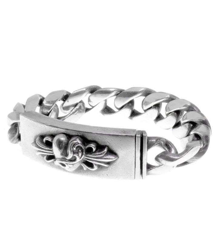 クロムハーツ CHROME HEARTS 【 ID FLRL HEART 】 フローラル ハート ID クラシック リンク シルバー ブレスレット s6376