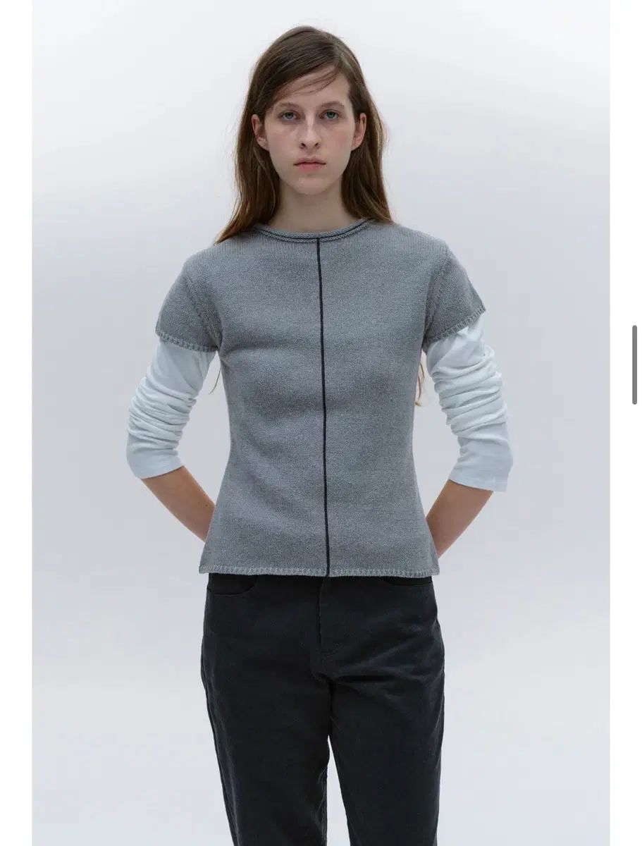 ソルティペブル 半そで ニット LINE POINT SHORT-SLEEVE KNIT