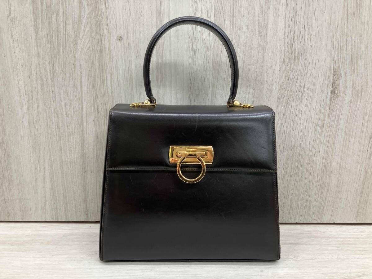 Salvatore Ferragamo フェラガモ AT-21 0536 ガンチーニ ハンドバッグ ダークブラウン
