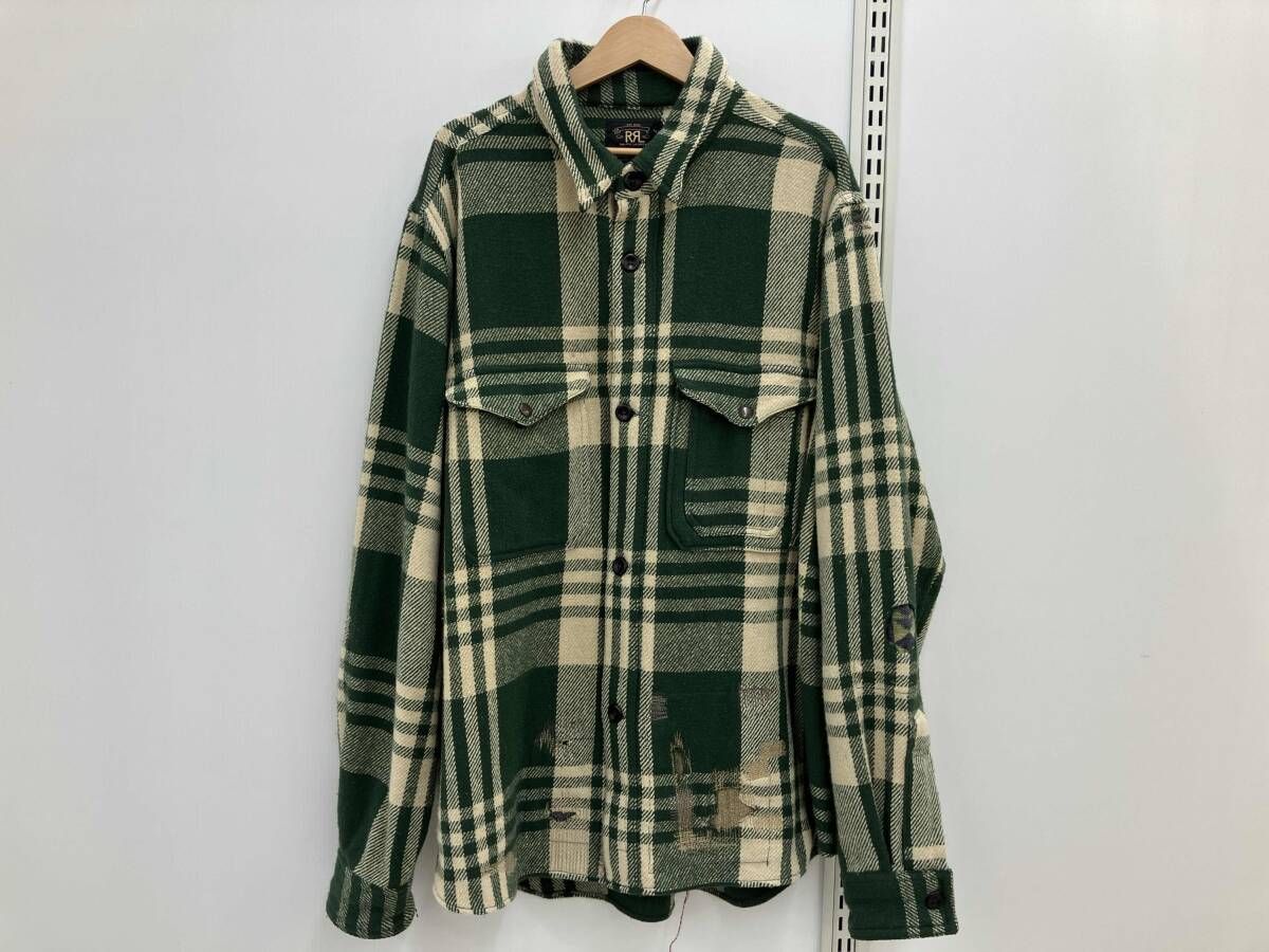 RRL RALPH LAUREN ウールシャツジャケット XLサイズ ラルフローレン ダメージ加工 14,476円