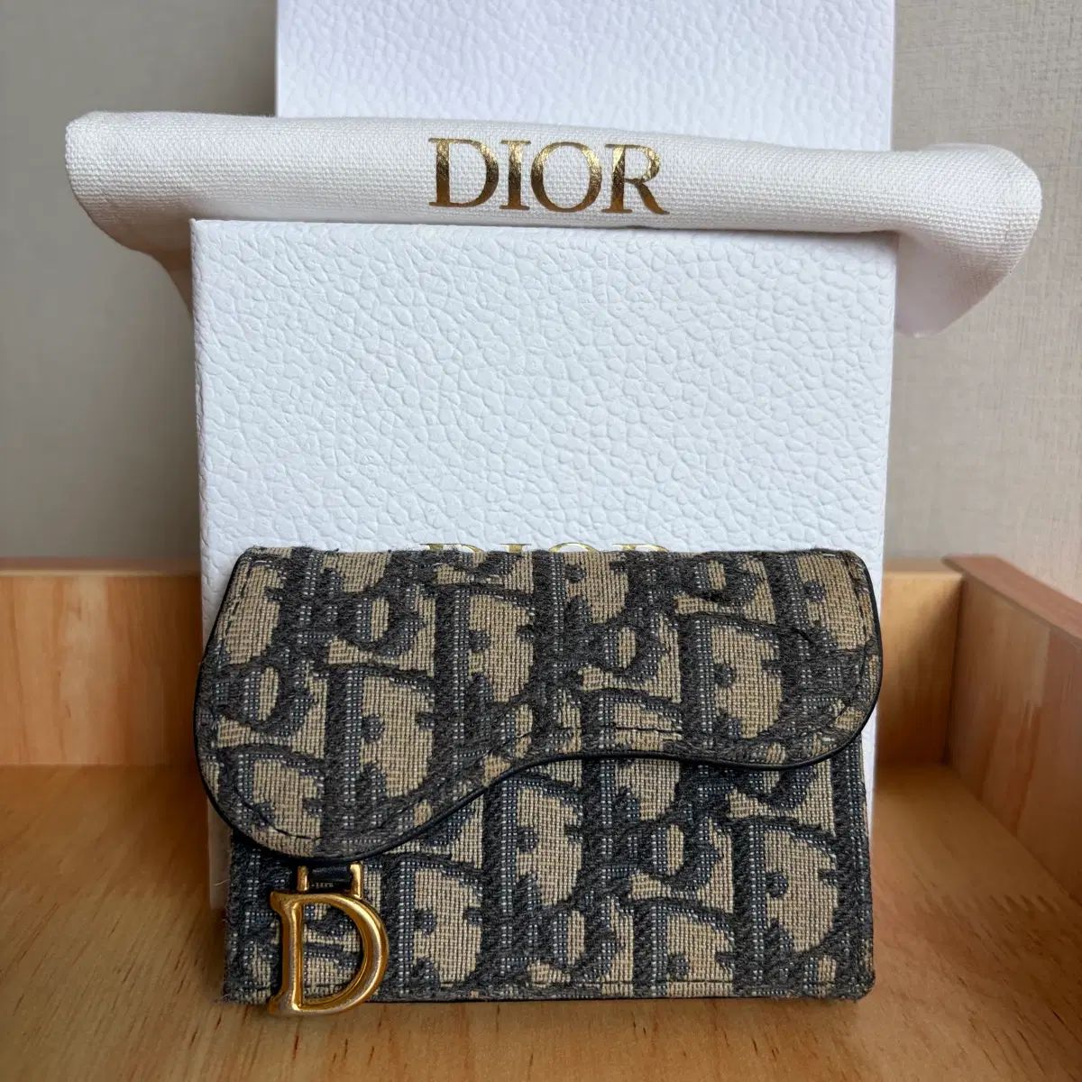 S+級/ゴールド最高 DIOR サドル オブリーク 二つ折り財布