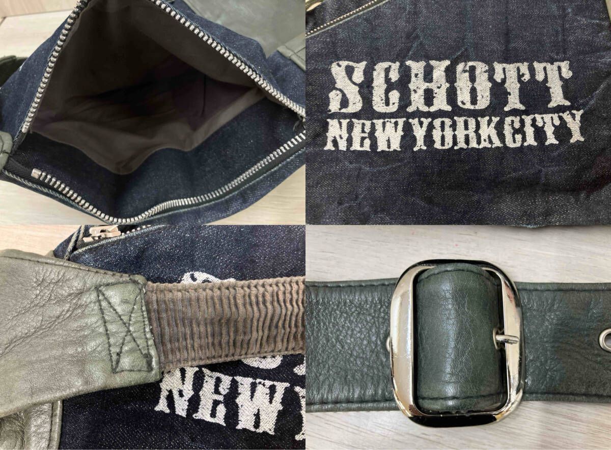 Schott NEW YORK CITY ショルダーバッグ デニム レザー 公式のSchott NEW YORK CITY ショルダーバッグ レザーデニムショルダー