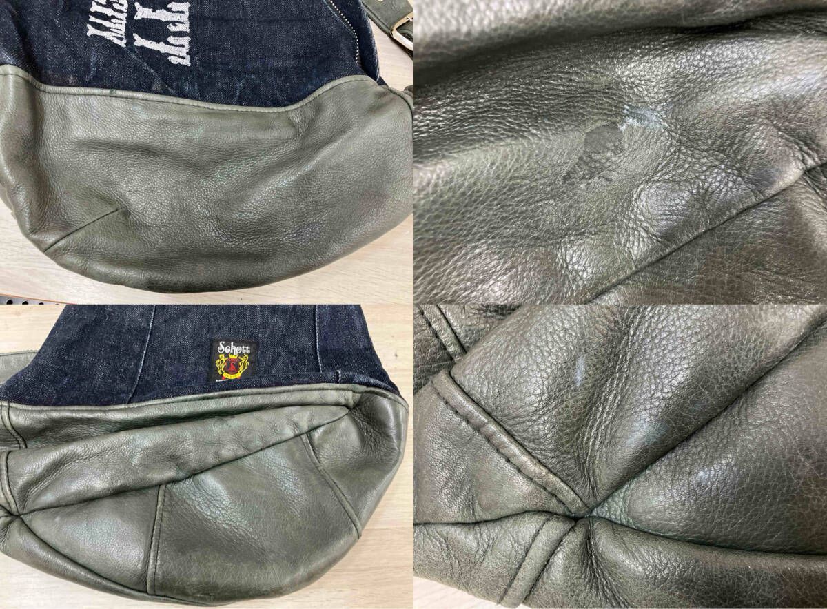 Schott NEW YORK CITY ショルダーバッグ デニム レザー 公式のSchott NEW YORK CITY ショルダーバッグ レザーデニムショルダー