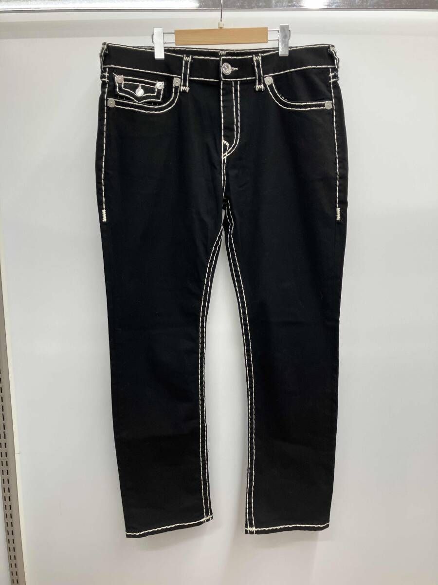 TRUE RELIGION トュルーレリジョン ジーンズ RICKY SUPT FP 34IN ステッチ サイズ38インチ ブラック