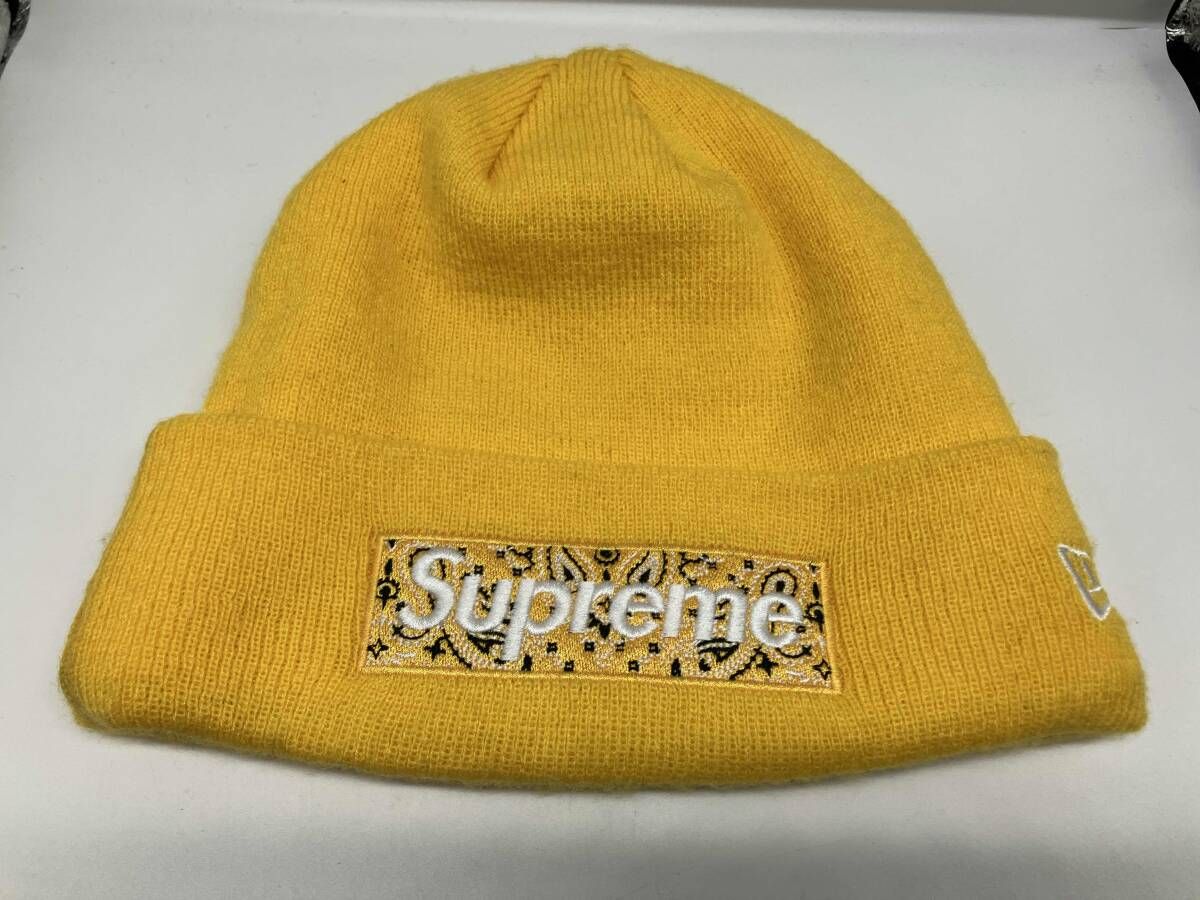 Supreme×New Era Box Logo Beanie ニット帽 ニットキャップ イエロー 19AW