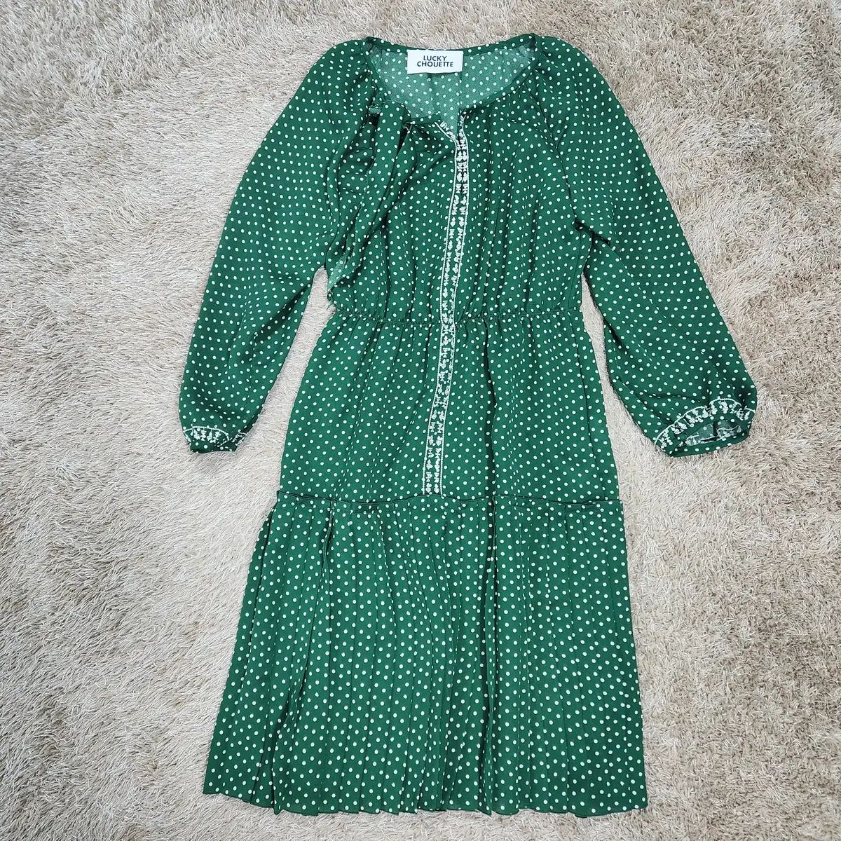 (ヴィンテージボックス)LUCKY CHOUETTE(ラッキーシュエトゥ) 正規品 シフォン ロング ONE PIECE(ワンピース) 38