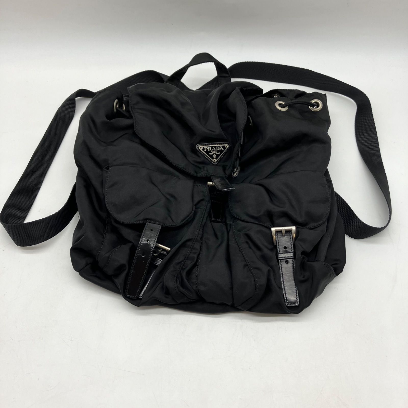 H381【お買い得】PRADA リュックサック 三角ロゴ ナイロン ブラック