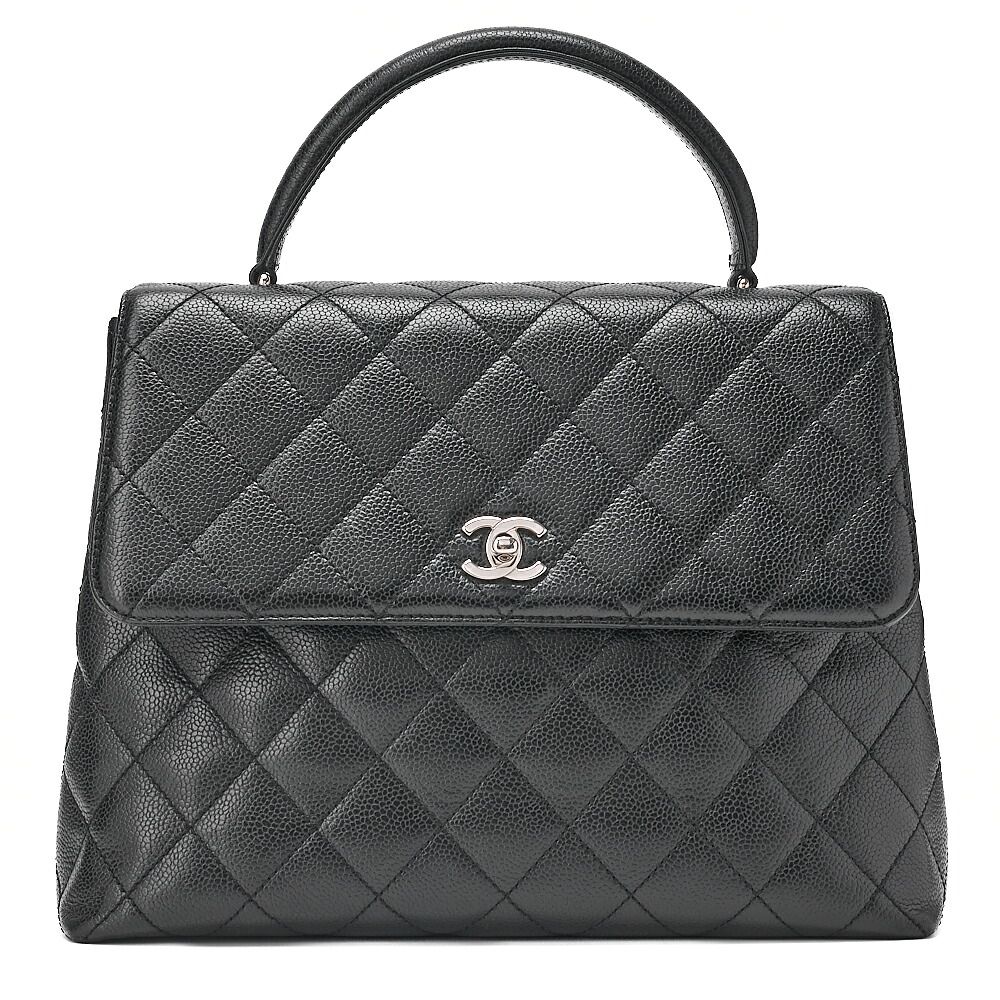 CHANEL シャネル キャビアスキン マトラッセ シングル ケリー型 ハンドバック 黒(シルバー金具) レディース トートバック ハイブランド【中古】【送料無料】