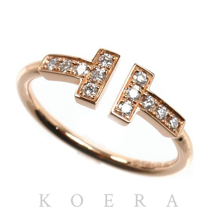 TIFFANY&Co. ティファニー K18PG ピンクゴールド Tワイヤー リング・指輪 ダイヤモンド 11.5号 2.3g レディース 中古