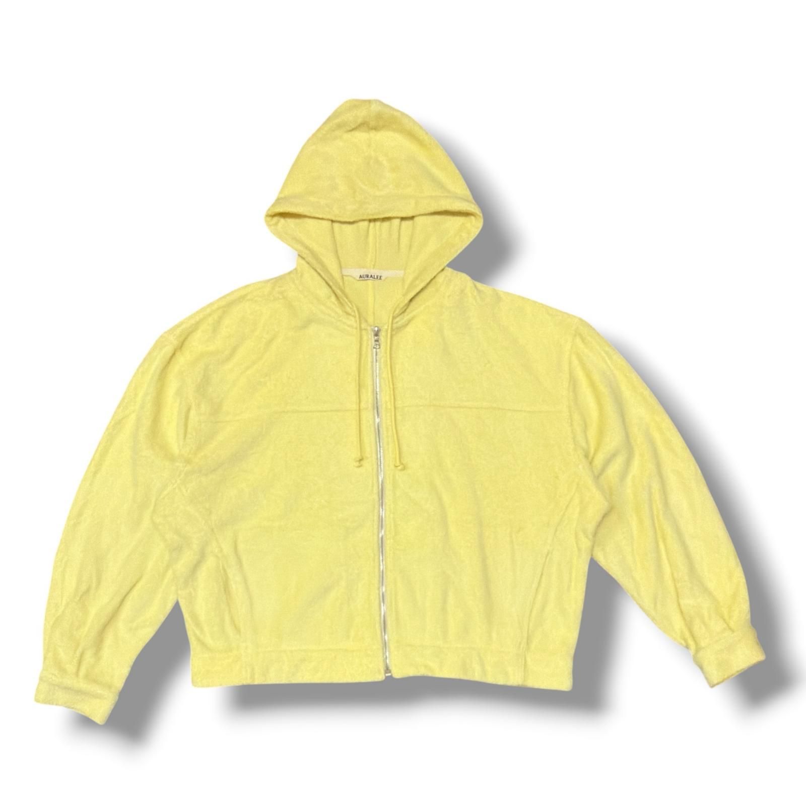 参考上代49500円 AURALEE 26SS COTTON NYLON PILE ZIP PARKA パイルジップパーカー フーディー オーラリー A26SP01DP イエロー 3 （20627M）