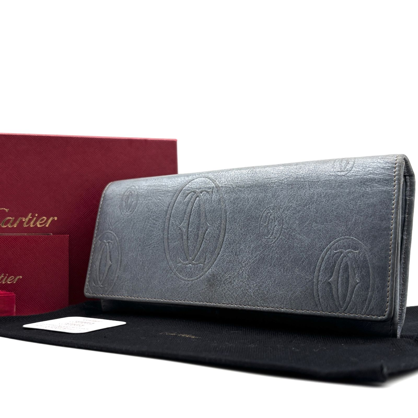 希少色 付属品完備 カルティエ Cartier ハッピーバースデー 長財布 フラップ ウォレット レザー ブルー 青 サイフ 夏休み 帰省 お盆 敬老の日 シルバーウィーク 秋 ハロウィン 七五三 ギフト プレゼント