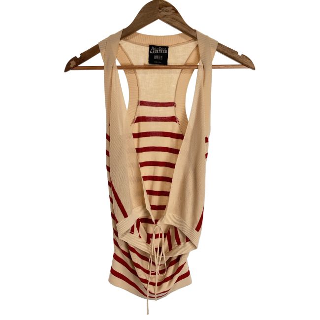 【中古】　Jean Paul Gaultier MAILLE FEMME　トップス　ノースリーブ　変形　ボーダー　イタリア製　古着　/2496 10,613円