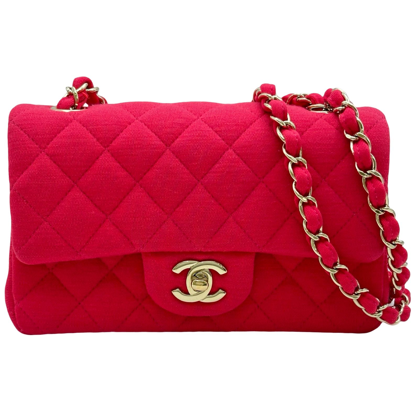 シャネル CHANEL マトラッセ20 A69900 23番台 ホットピンク ゴールド金具 コットンジャージー レディース ショルダーバッグ
