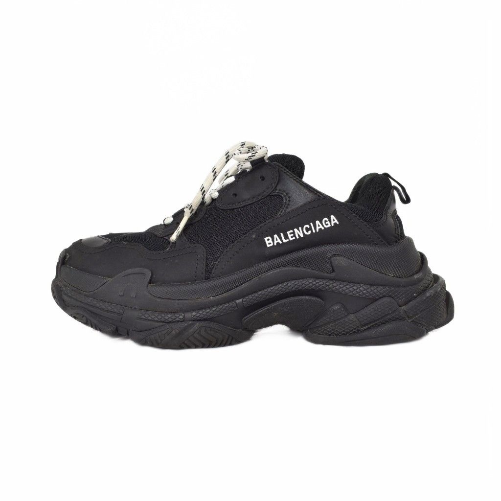 バレンシアガ BALENCIAGA Triple S トリプルS レザー メッシュ スニーカー 25cm 黒 ブラック 524036