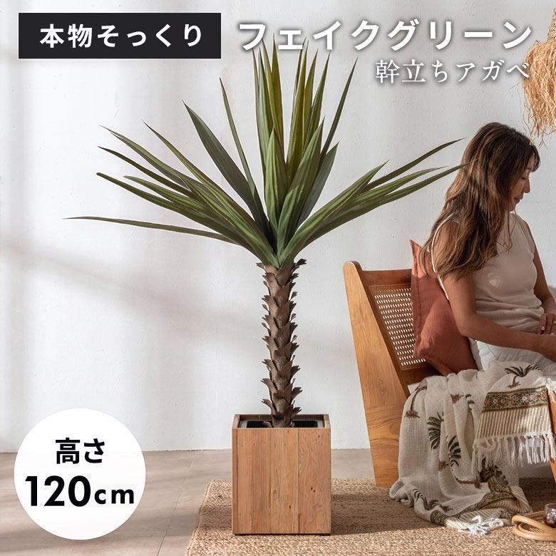 【送料無料】フェイクグリーン アガベ 6号鉢 観葉植物 水やり不要 フェイク おしゃれ 玄関 リビング 室内 屋外 人工植物 120cm 鉢付き インテリア リアル ハクセンコウ 67285 コード:45066