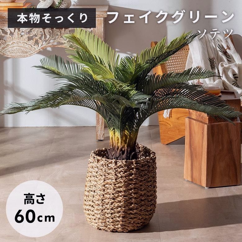 【送料無料】フェイクグリーン ソテツ 6号鉢 観葉植物 水やり不要 フェイク おしゃれ 卓上 小さめ 玄関 リビング 室内 屋外 人工植物 60cm 鉢付き インテリア リアル 67282 コード:45063