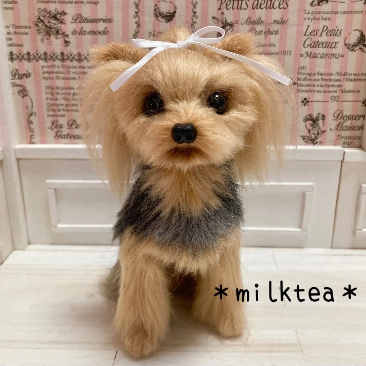 羊毛フェルト犬　羊毛フェルトヨークシャテリア　飾り毛ヨーキーちゃん　ヨーキーぬいぐるみ 8,740円