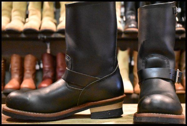【9D 良品 08年09年】レッドウィング 2268 エンジニア 黒 ブラッククローム スチールトゥ プルオン ブーツ redwing HOPESMORE【GG443】