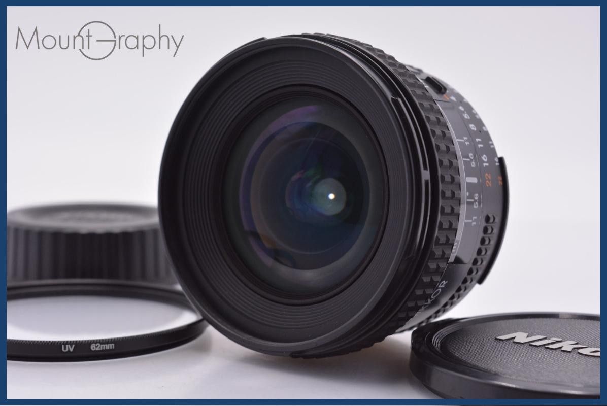 【美品・動作保証】 ニコン Nikon AF NIKKOR 20mm F2.8 前後キャップ&レンズフィルター付 同梱無料 #am9063
