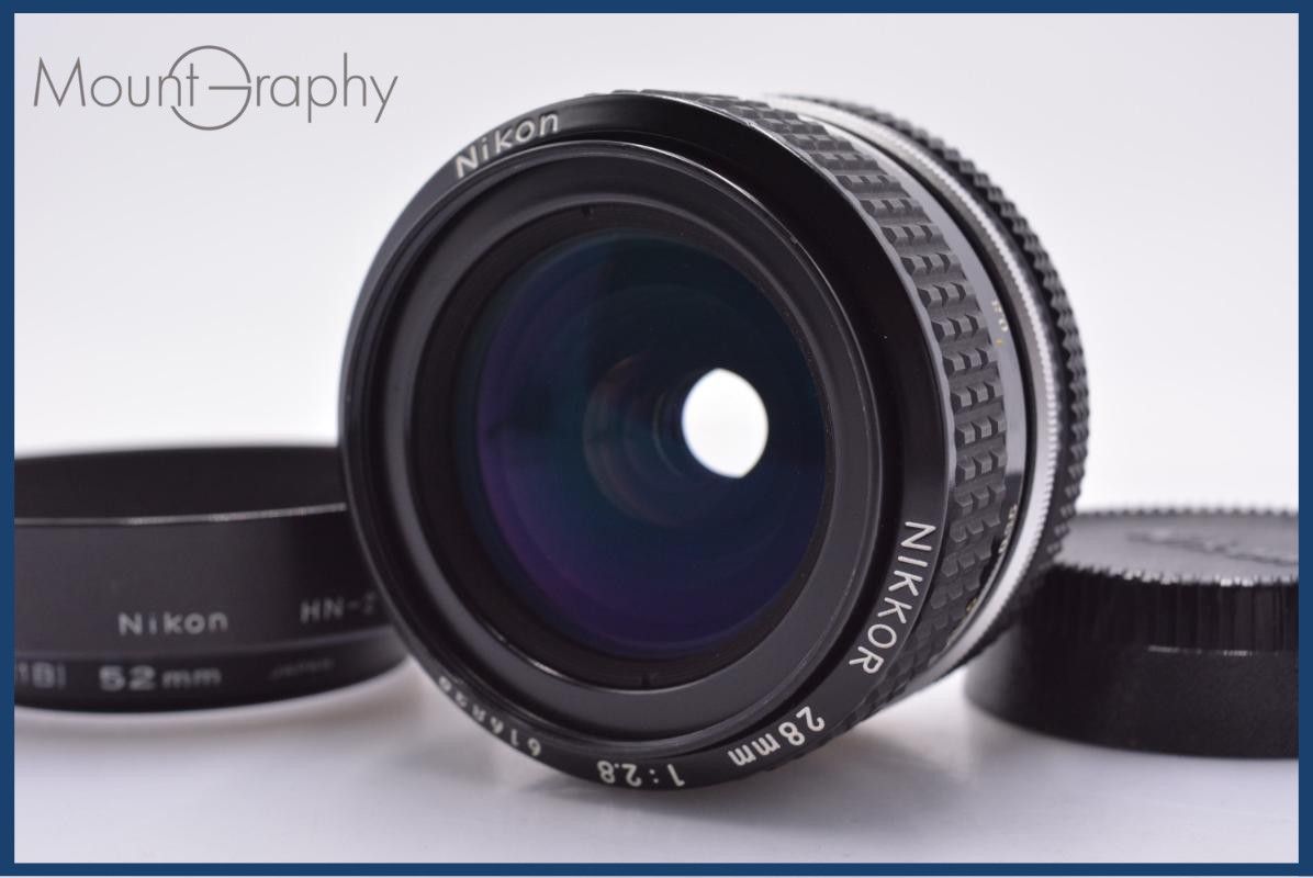【動作保証】 ニコン Nikon NIKKOR 28mm F2.8 Ai 後キャップ&レンズフィルター&フード付 同梱無料 #am9085