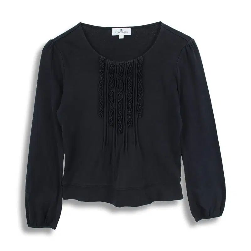 クレージュ (WOMEN - S/M) シルク コットン フリル ピンタック 長袖 Tシャツ