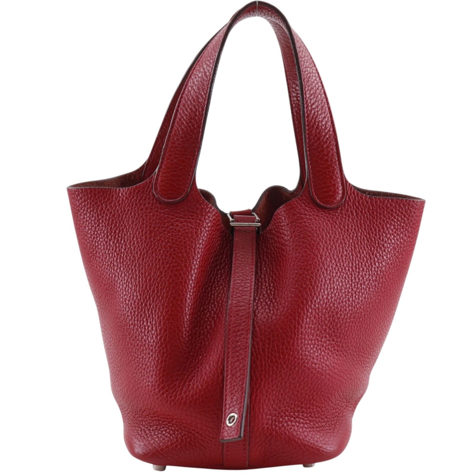 【HERMES】エルメス ピコタンロック18 PM トリヨンクレマンス 赤/シルバー金具 A レディース ハンドバッグ