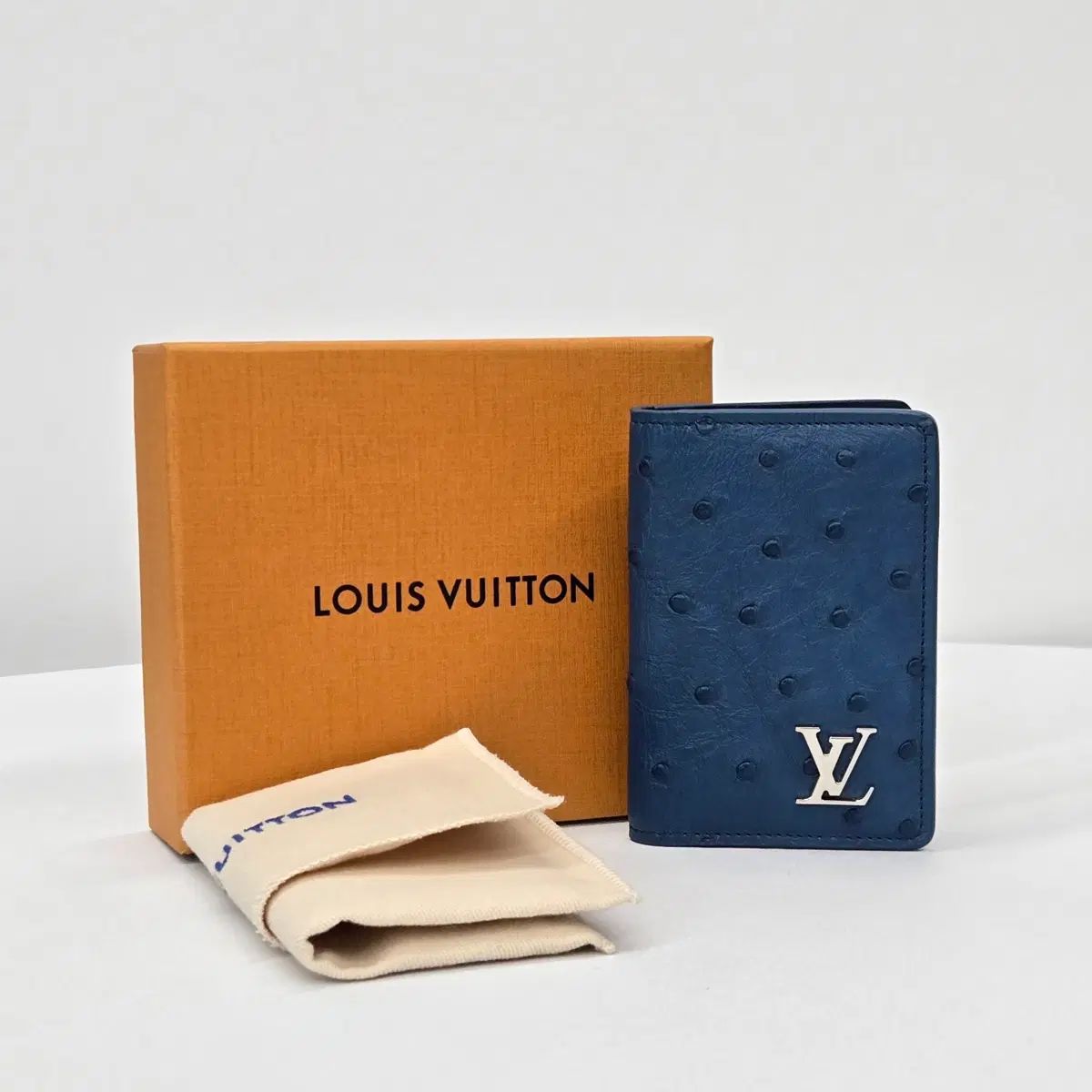 OS Louis Vuitton LV シルバー オーストリッチ オーガナイザー 財布