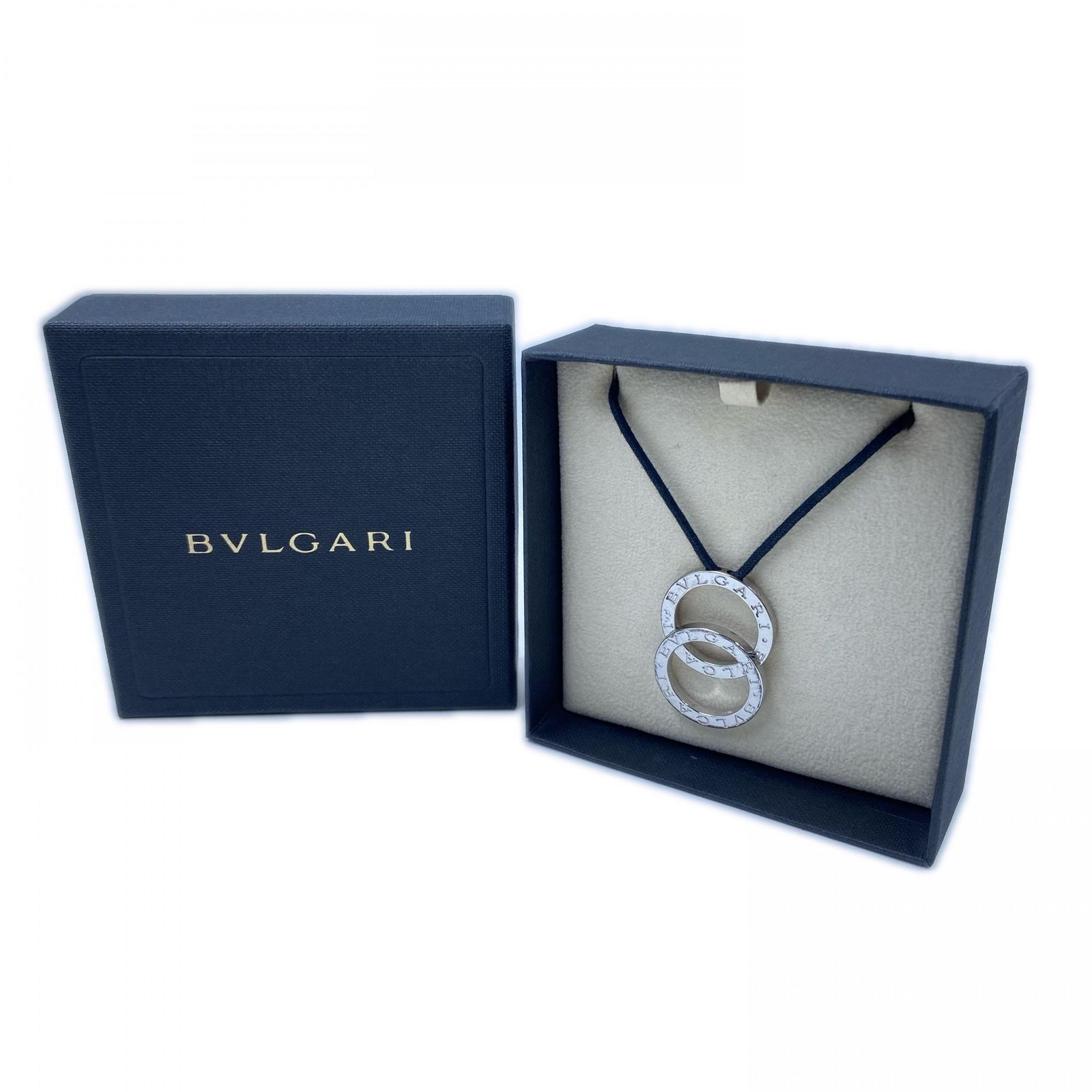 7F105BVLGARI ブルガリ チョーカーネックレス ダブルリングネックレス ユニセックス シルバー925 シルバー 中古