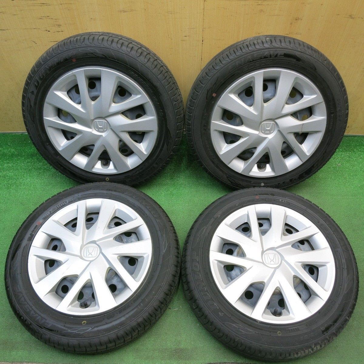 バリ溝！23年！8.5分◎ホンダ N-BOX 純正 スチール 155/65R14 ダンロップ エナセーブ EC204 14インチ PCD100/4H◎6072304HAノ