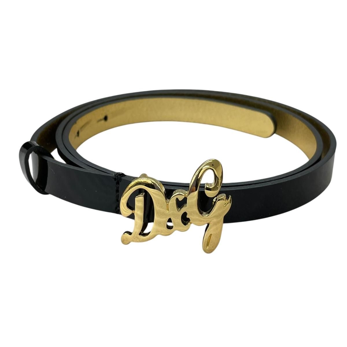 ☆ドルチェ＆ガッバーナ DC0384E ベルト ゴールド金具 85サイズ ブラック エナメル D＆G