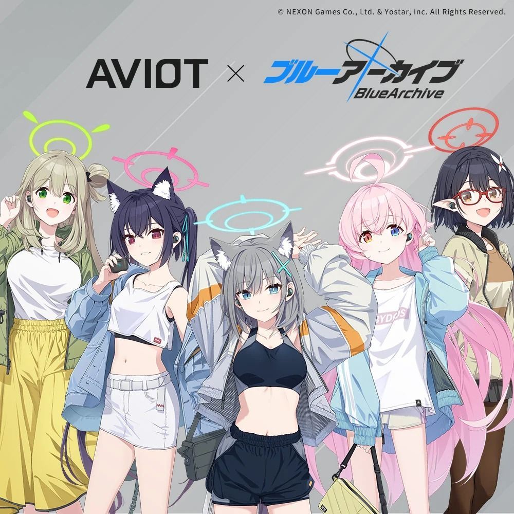 Brand New Unused AVIOT Aviot TE-V1R-BLA Blue Archive Collaboration Earphones Blue Acahavidos Abidos Countermeasures Committee Shiroko Hoshino Serikanomi Yane Completely Wireless Earphones Bluetooth Control Number: 1523M-5720