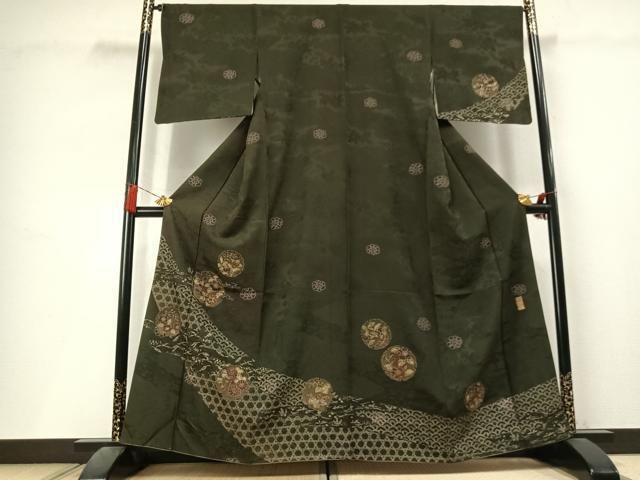 平和屋着物●訪問着　作家物　刺繍　雪輪花文　金銀彩　正絹　逸品　AABL3353fy