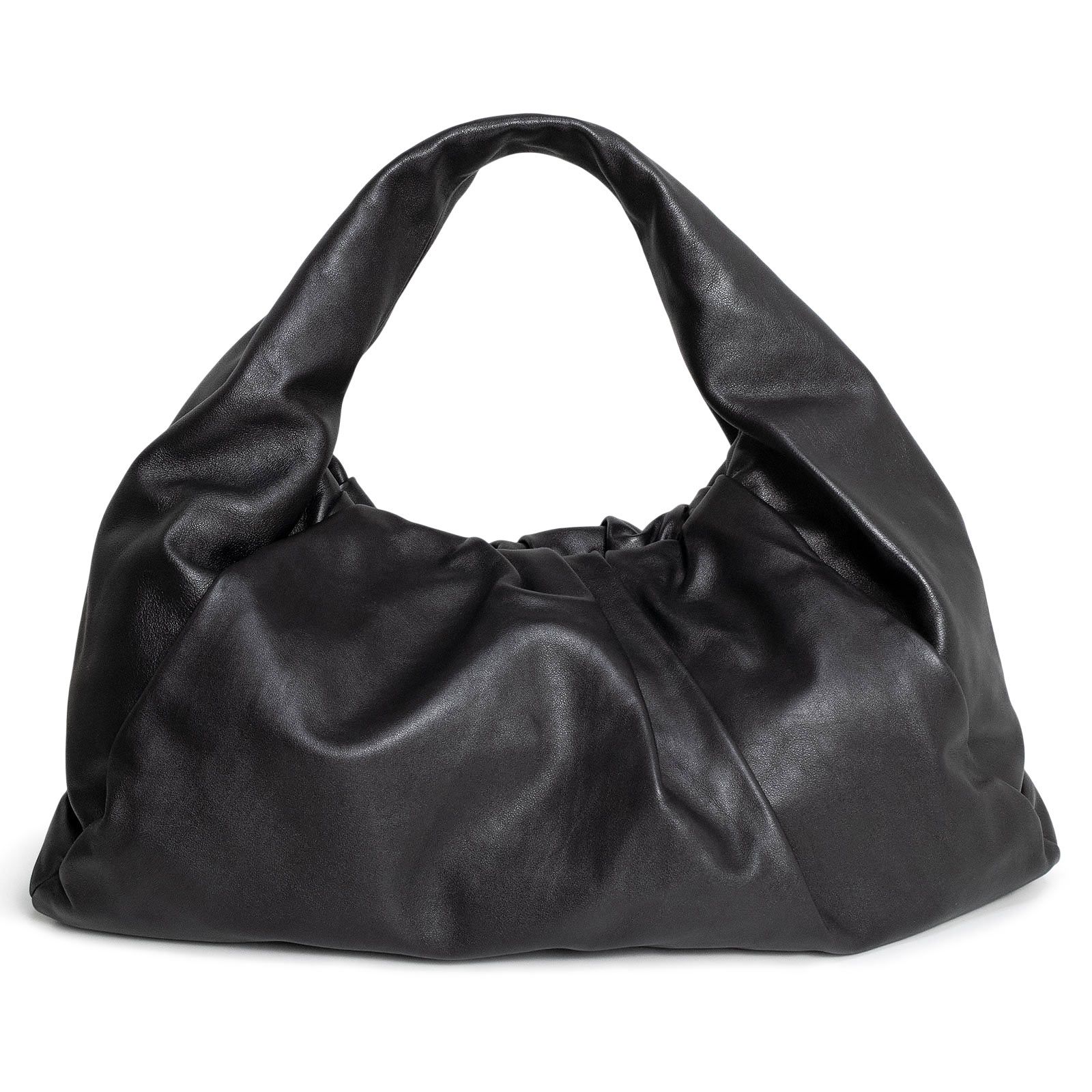 ボッテガヴェネタ 607984 ザショルダーポーチ レザー ブラック ハンドバッグ BOTTEGA VENETA（美品）