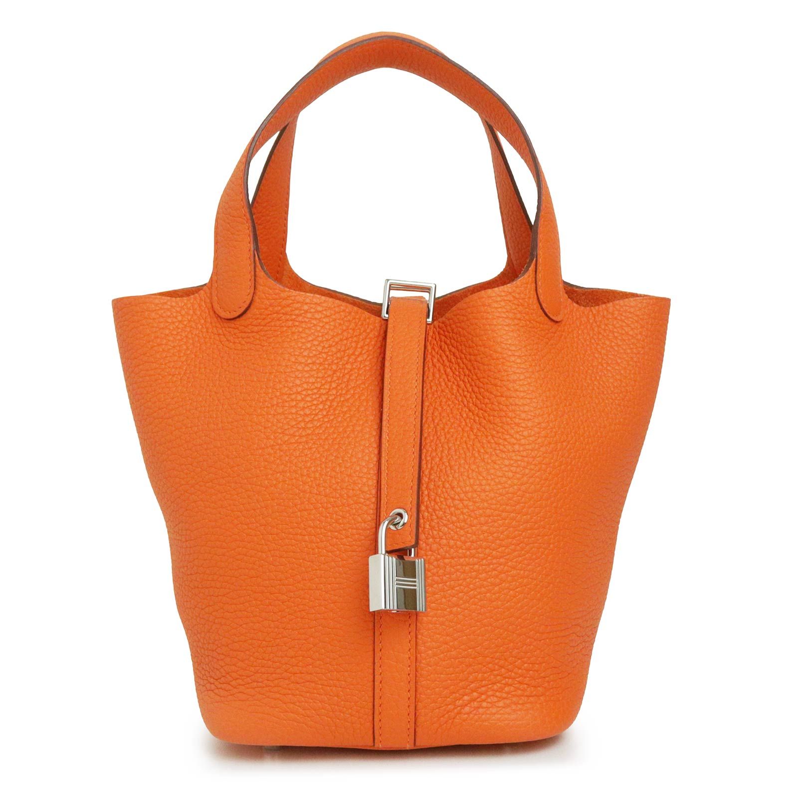 エルメス ピコタンロック 18 PM トリヨンクレマンス Orange オレンジ U刻印 ハンドバッグ レザー シルバー金具 HERMES（新品・未使用品）