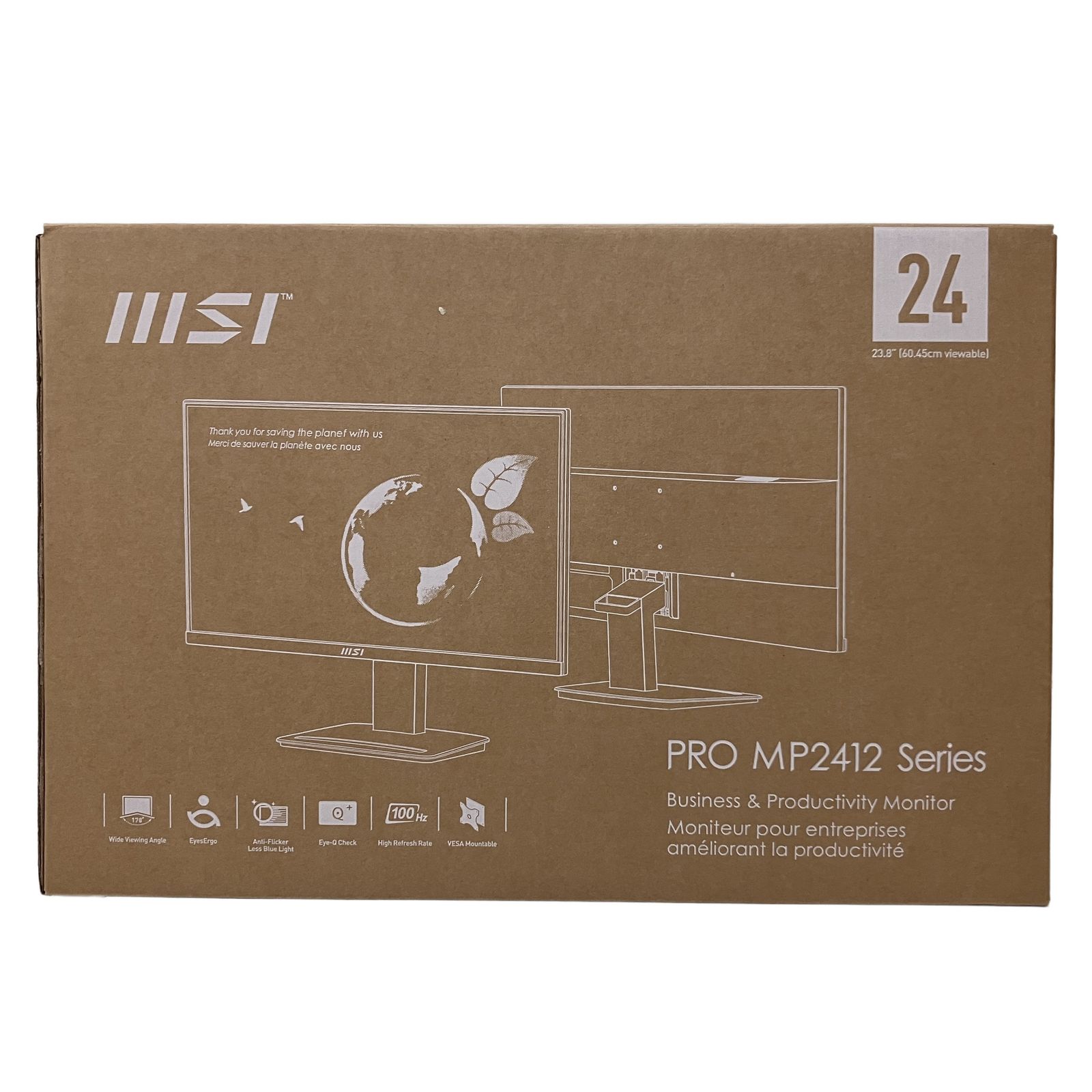 msi PRO MP2412 ディスプレイ モニター 23.8インチ ブラック 家電 未使用 O11513628