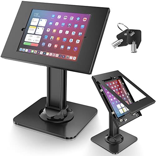 AboveTEK アンチ盗難iPadキオスクスタンド ? POSセキュリティ&ロックタブレットスタンド ? 重い台座 360°回転 75°傾斜ブラケット ? iPad Air Pro用 小売ビジネスに最適 (ブラック)送料無料 37b46722