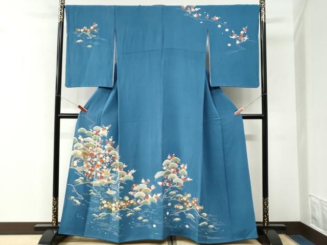 平和屋着物●訪問着　流水鴛鴦松竹梅花文　金彩　鬼しぼ縮緬　正絹　逸品　CABK7509yc 25,350円