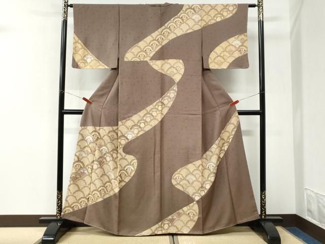 平和屋着物●訪問着　駒刺繍　雪輪松葉青海波双鶴花文　金彩　ますいわ屋扱い　正絹　逸品　未使用　CABK7538yc 27,300円