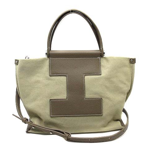 イアクッチ IACUCCI ソルベット S 2WAY トートバッグ ショルダーバッグ キャンバス レザー ベージュ 美品