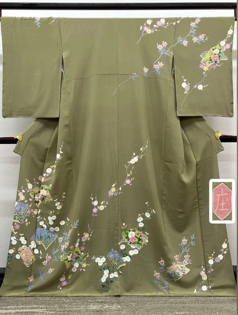 作家物 落款入 訪問着 手描き 正絹 躾糸付き HKT300