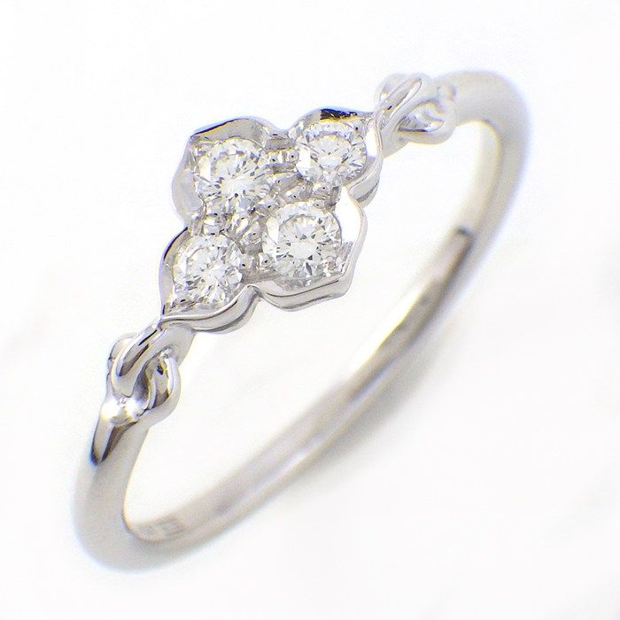 カルティエ Cartier リング ヒンドゥ ロータス スイレン 4ポイント ダイヤモンド K18WG 12.5号 / #53 【中古】
