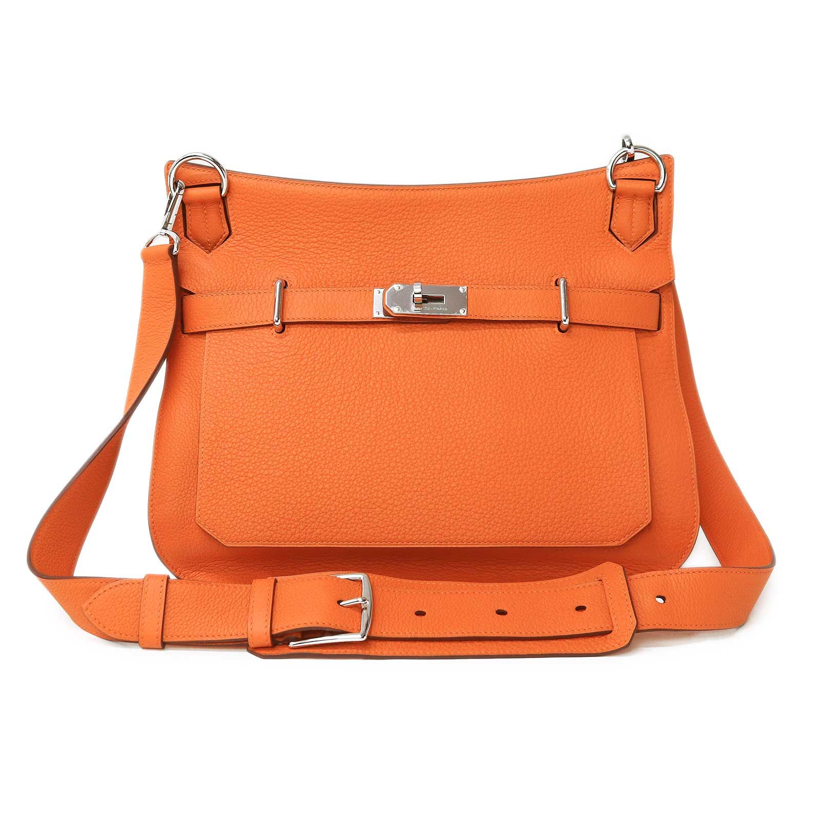 エルメス ジプシエール 34 トリヨンクレマンス オレンジ □M刻印 ショルダーバッグ 斜め掛け レザー シルバー金具 HERMES（未使用　展示品）