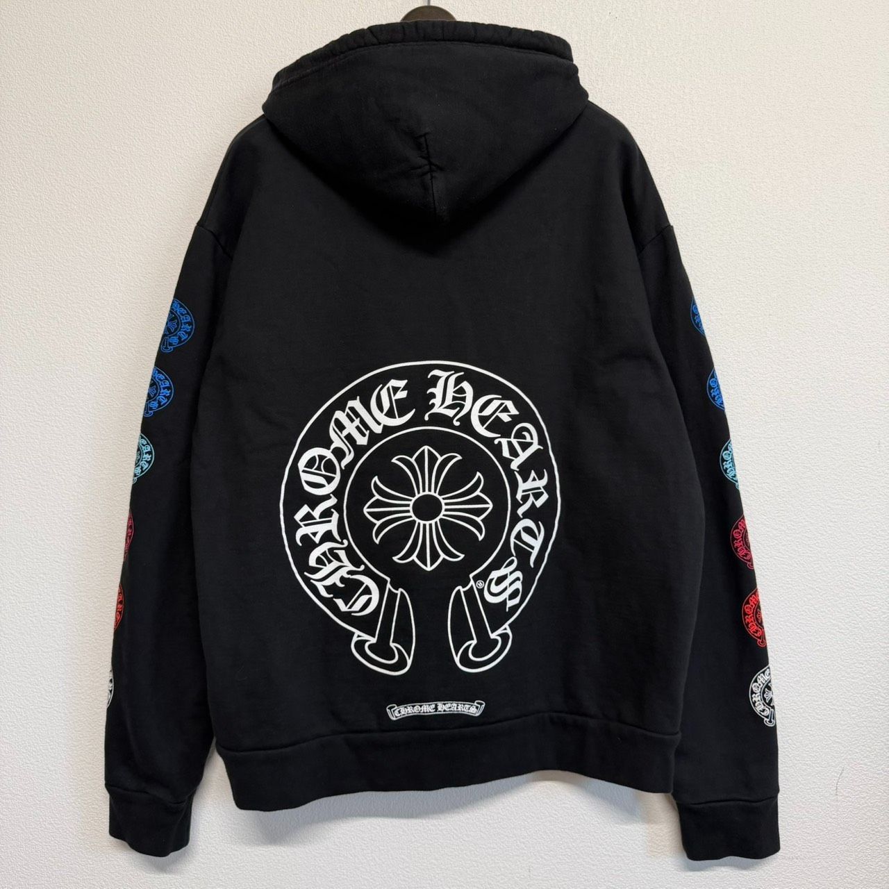 CHROME HEARTS クロムハーツ ホースシュー マルチカラー パーカー プルオーバー フーディー 長袖スウェット 黒 ブラック メンズ レディース Mサイズ 極美品 2910