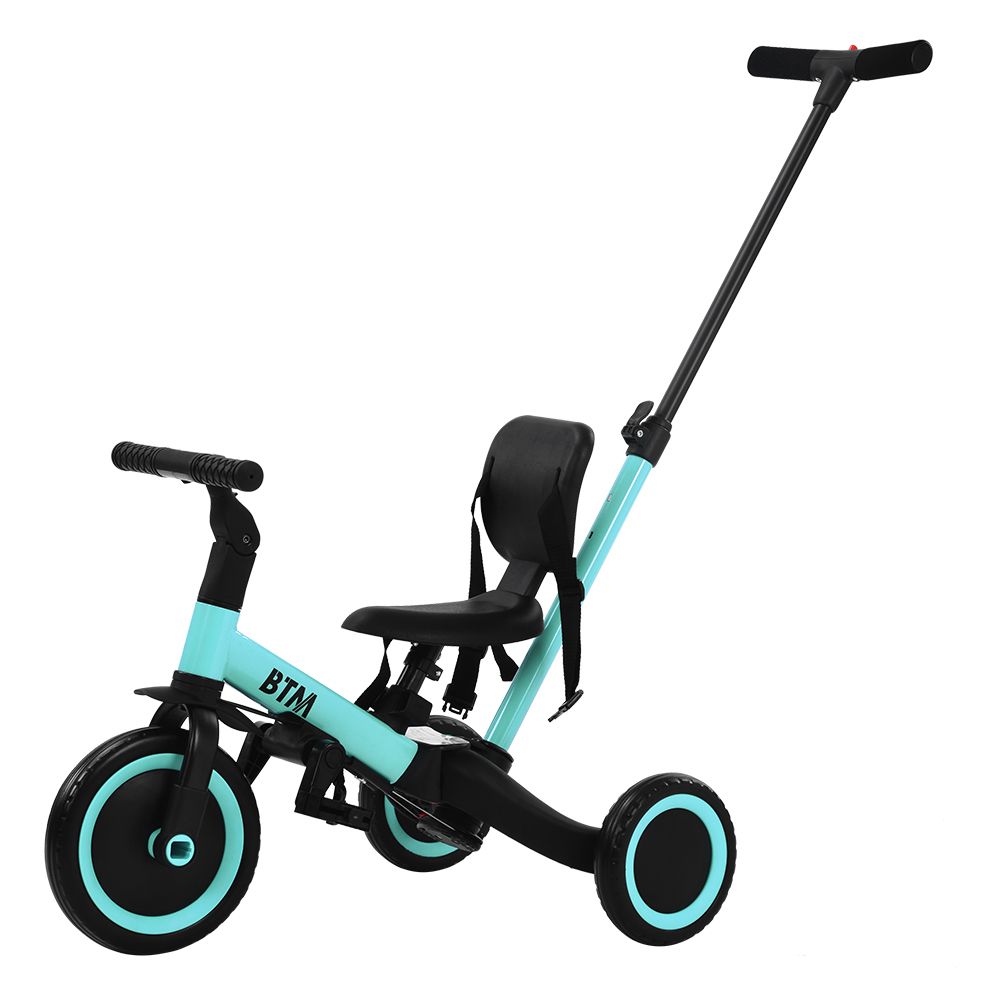 お子様の成長に合わせて使える 4in1三輪車 押し棒付き グリーン【グリーン】